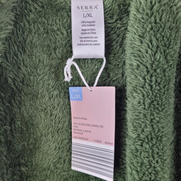 NEW Serra Vest Size Large XL Womens open front Fuzzy Fleece Green Warm Pockets - Picture 6 of 7